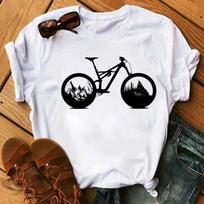 Spring Summer Ladies Floral Bicycle Pattern Fashion Cartoon Print White Letter Tshirt Women Clothes T Shirt Funny New Tee Tops S