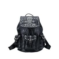 New Black Backpack Halloween  Skull Head Rivet Diamond Inlay European American Leisure Fashion Niche Design Backpack Quality