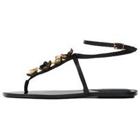 Zara Retro Fashion Trendy Niche Design One-Strap Sandals Women Sandals Black 13608510800 37