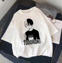 2026 New Men T Shirts Anime My Hero Academia Shoto Todoroki Print Tshirt Summer Short Sleeve Harajuku Cartoon T Shirt Clothes... S