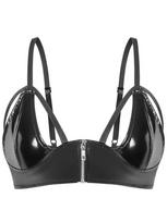 S-3XL Plonos petnešėlės Šlapias efektas PVC Bustier Trumpi viršutiniai drabužiai Blizganti PU oda Trumpas viršutinis drabužis Camis Trumpa prigludusi berankovė marškinėliai Seksualus topas M gray