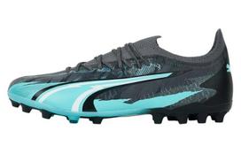 PUMA Ultra Ultimate MG Multi Ground Cushioning, Wear Resistant Soccer Shoes Unisex Black Blue 107835-01 35.5