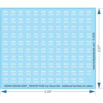 NSWGR RUB Car Decal Set - Addtional Numbers & Letters - 1/87 - Water Decal