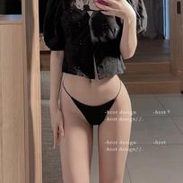Women's Mid Rise Thong Panties Slim Fit Sexy Solid Color G String Underwear For Daily Sport Wear S