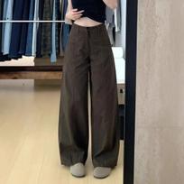 Women's High Waist Wide Leg Jeans Loose Fit Korean Casual Vintage Washed Denim Floor-Length Trousers XS