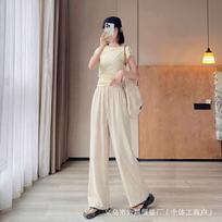 Women's High Waist Straight Wide Leg Pants Loose Faux Linen Old Money Style Petite-Friendly Drapey Minimalist Casual Summer Daily Bottoms M