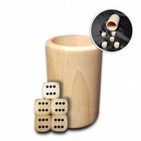 Wooden DICE CUP 5 DICE LARGE SET