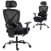 Ergonomic Office Chair with Casters, Mesh Fabric, Lumbar Support, Computer Chair with Armrests, Adjustable Headrest 75 x 73 x 128 cm