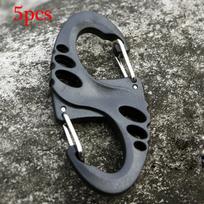 5PCS/10PCS Camping Outdoor Plastic Steel Dual Buckle S-Type Carabiner Keychain Climbing Hook black 5pcs