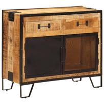 Szafka, 80X31X66 Cm, Lite Surowe Drewno Mango I Metal