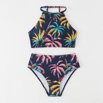 Unisex High-Waisted Printed Bikini - Sexy Split Style for Beach Holidays M