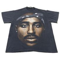 New Vintage Tupac Shakur 2Pac Memorial Rap AOP XL BIG BOOTLEG T-shirt XL gray