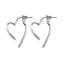 Sterling Heart Drop Earrings Sweet Minimalist Two-Way Wear Studs Women 925 Sterling Silver