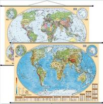 Wall map - physical-political 1:60 000 000 World