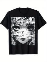 Anime Graphic T-Shirt for Women - Kawaii Harajuku Streetwear, 80s/90s Style, Bla 2XL