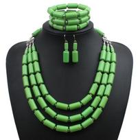 3 Piece Set Trendy Acrylic Beads Multi-layer Necklace Earrings Bracelet Women Jewelry Sets of Party