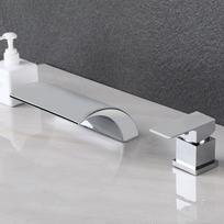 Brushed Gold/Black/Chrome Bathroom Bathtub Faucet Brass Double Handle Waterfall Water Bath Faucet Split Shower Faucet