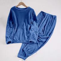 Women Set Long Sleeve Lounging Warm Fleece Sleepwear Winter High Elastic Crewneck Loungewear Sets L