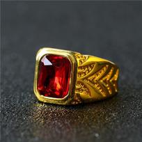 Alloy Ring, Luxury Blood-Red Vintage Ruby, Italian High-Carbon Zirconia Fashion Ring 7#