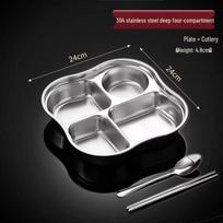 Food Grade 304 Stainless Steel Divided Dinner Plate