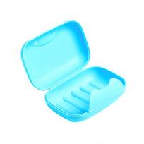 Nešiojama kelioninė muilinė su dangteliu, didelė plastikinė muilo dėžutė kelionei 7*7*4cm mėlyna
