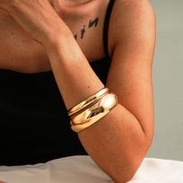 Jewelry Fashion Exaggerated Metal Arc Plain Ring Bracelet Bracelet Wide Face Multi-Layer Simple Bracelet