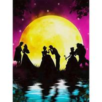 Disney Cartoon Diamond Painting Disney Princess and Prince Moonlight Romantic Illustration 5D DIY Art Cross Stitch Kit Mosaic Embroider yHomeDecorGift Round 20x30cm