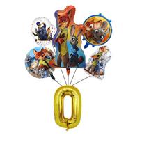 6pcs Zootopia Foil Number Balloons Latest Anime Movie Kid Judy the Rabbit Birth Date Celebration Decoration Collection Xmas Celebration Supplies