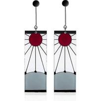 925 Sterling Silver Tanjiro Earrings,anime Demon Slayer Cosplay Tanjiro Black Earrings Ear Clip Kimetsu No Yaiba Hanafuda Halloween For Men Women Earr