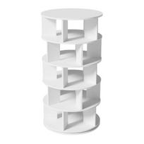 Shoe Rack Rotatable Angle White Finish Round 5 Tiers Stable Base Large Capacity Wooden Shoes Storage Stand Home balta