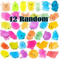 12/36PCS for Kids Mochi Animal Squishies Toys Glitter Mochi Squishy Random Kawaii Mini Squishies Stress Relief Toy Party Favors