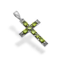 Vintage Peridot Cross Pendant: Sterling Silver Gemstone onesize peridotas
