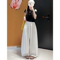 Women's High Waist Breathable Wide Leg Pants 2026 New Summer Thin Straight Lazy Style Air-conditioning Curved Casual Trousers S