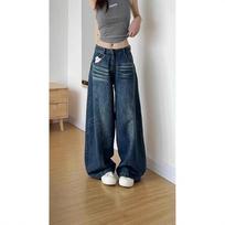 Women's High Waist Wide Leg Jeans Barrel Pants Washed Vintage Retro Autumn Casual Design Loose Straight Denim Trousers For Ladies S