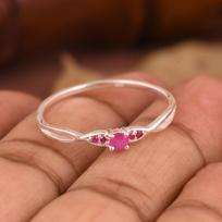 Natural Ruby Ring 925 Sterling Silver Dainty Gemstone Ring Minimalist Red Stone Band Jewelry For Women 5