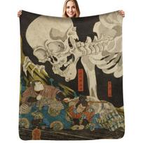 Mitsukuni Defying the Skeleton Spectre Invoked by Princess Takiyasha - Utagawa Kuniyoshi Throw Blanket Size: 75*100cm, Weight: 230 GSM