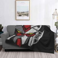 095 Rx78 - 2 Full Super Warm Soft Blankets On Sofa/Bed/Travel Rx78 Mobile Suit Mecha Amuro Ray Char Aznable Zaku Zeon Head Face Size: 75*100cm, Weight: 230 GSM