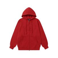 Women's Hooded Long Sleeve Zip Up Hoodie Loose Fit Korean Streetwear Patchwork Embroidery Jacket Casual Sweatshirt Outerwear S