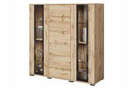 Modern, high display cabinet for the living room, 120 cm, with matte Wotan glass and LED