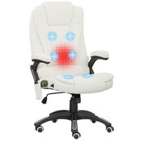 Ergonomic Desk Chair with Massage Function, 68 x 72 x 110-120 cm, Cream White 67 x 74 x 116 cm