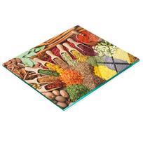 Decorative Glass Kitchen Cutting Board Colorful Spices 60X52 Cm