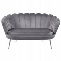 GRAY Velvet Upholstered Furnitex Art Deco Two-Seater Living Room Sofa