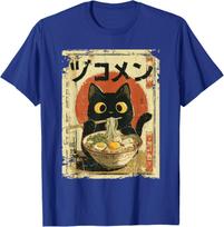 Cat Eating Ramen Noodles Kawaii Anime Manga Japanese Food Unisex T-Shirt XXXXL