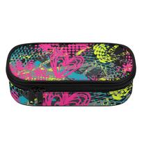 Pen Case Wear Resistant Polyester Printed Zip Around Closure with Mesh Pocket Removable Divider and Pen Slots for Everyday Study One Size