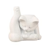 3D Printed Cat Pen Holder Funny Desk Storage Box Licking Paw Cat Statue  Stationery Storage