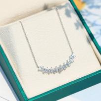 High Quality White Zircon Smile Necklace Brilliant Ladder Zircon Clavicle Chain For Women Wedding Party Necklace Gift
