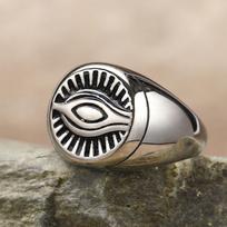 Mados Retro Devil's Eye Vyriškas nerūdijančio plieno žiedas Vintažinis suasmenintas titano papuošalų priedai Dviejų spalvų sujungimo dizaino berniuko piršto žiedas No. 7