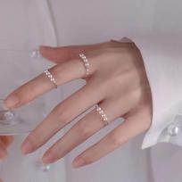925 Silver-Plated Pearl Index Finger Ring: Elegant Open Design for Women Adjustable Open Ring