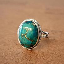 Oval Cab Blue Copper Turquoise Gemstone 925 Sterling Silver Ring Jewelry, Handmade Gift Turquoise Ring 5