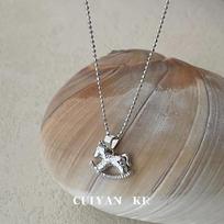 Cuiyan S925 Silver Rocking Horse Crushed Ice Necklace - Women's 2025 Light Luxury Clavicle Chain 925 Silver